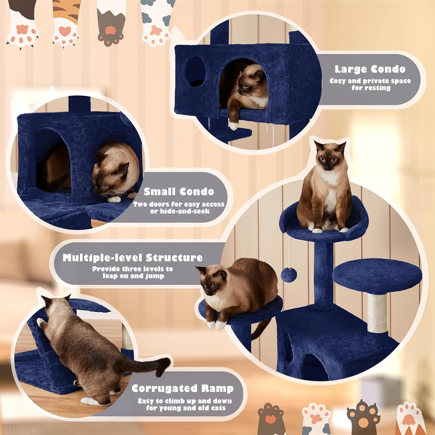 54" Cat Tree Tower Condo - Image 5