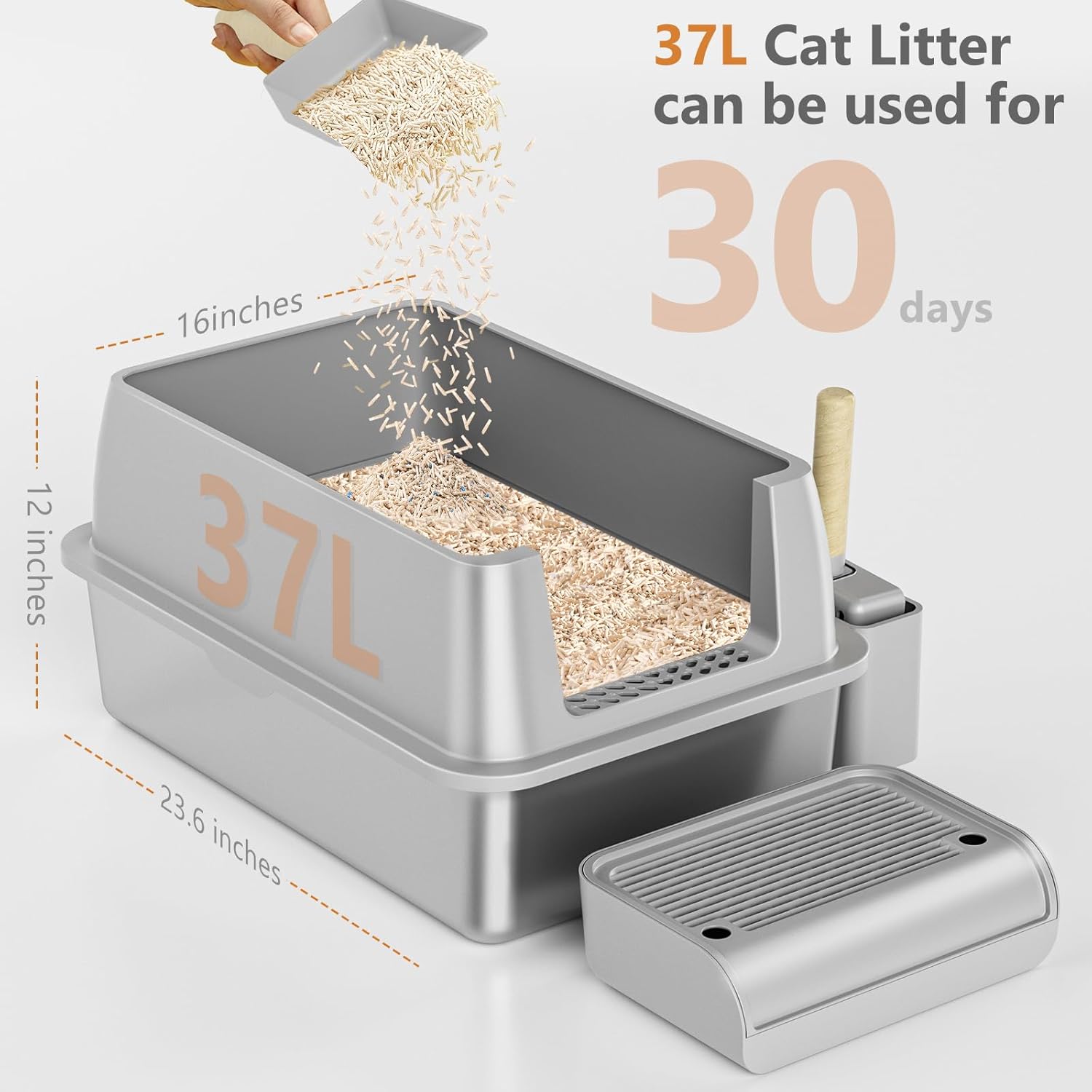XL Stainless Steel Cat Litter Box - Image 2