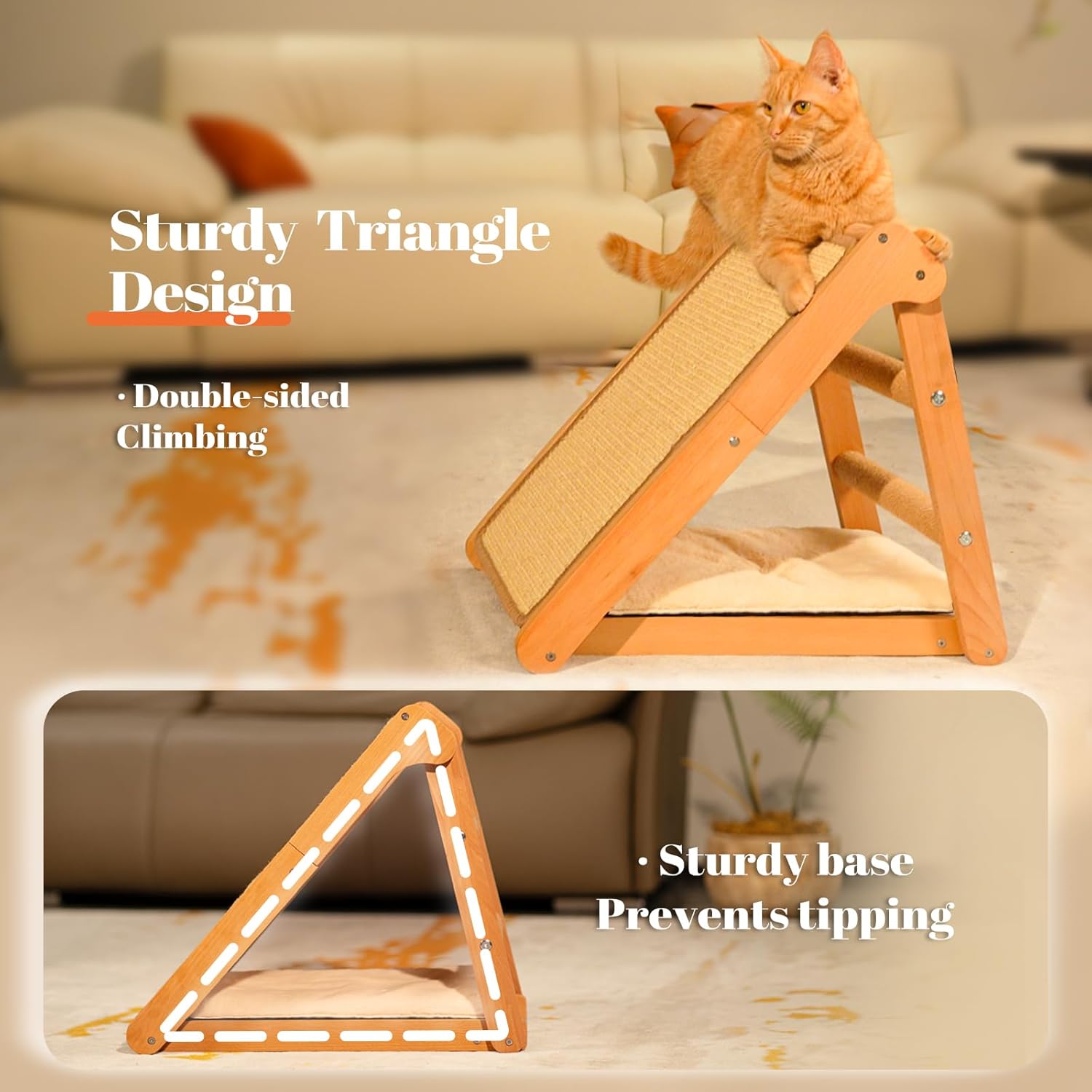 Foldable Cat Scratcher Ramp with Cushion - Image 4