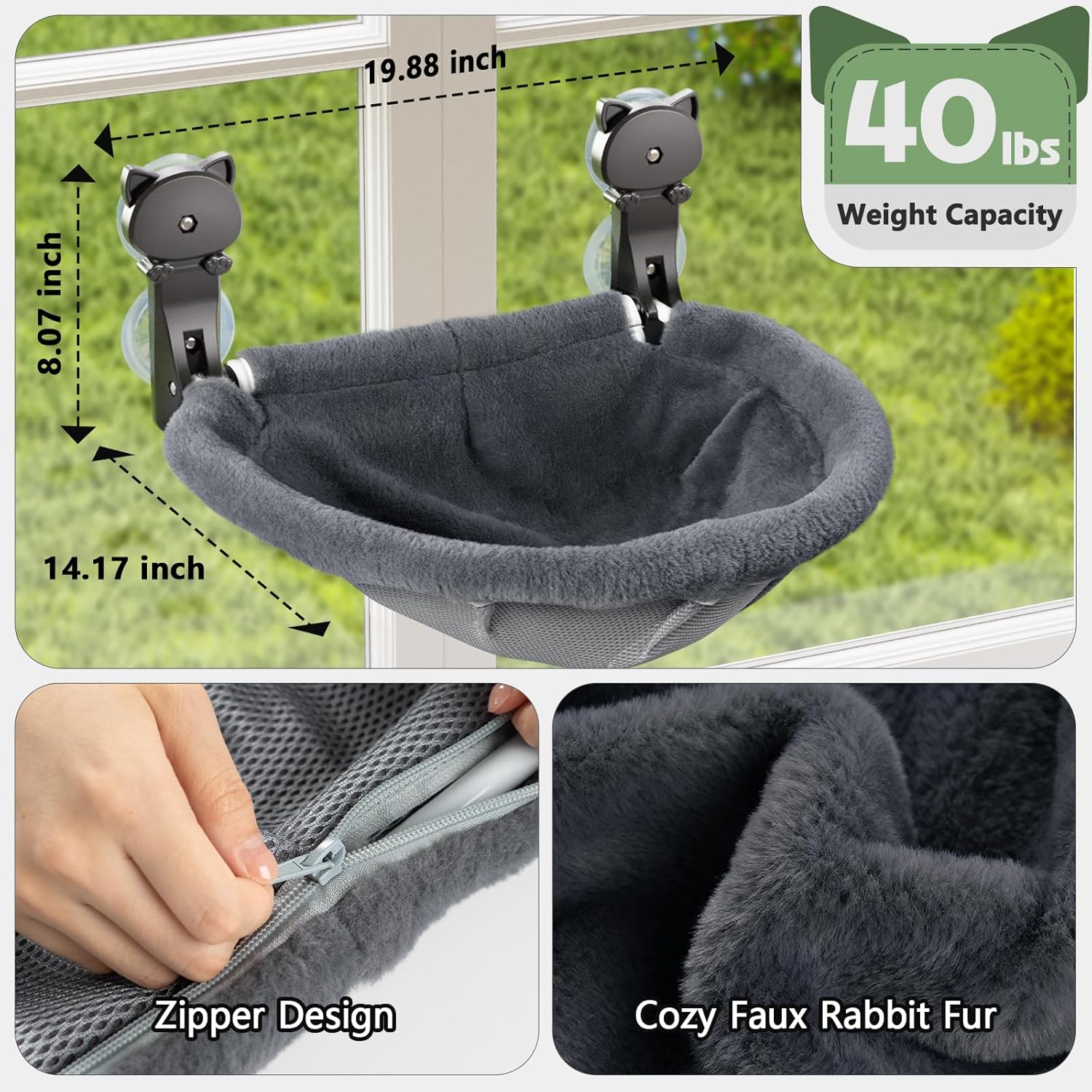 Foldable Cordless Cat Window Perch - Image 3