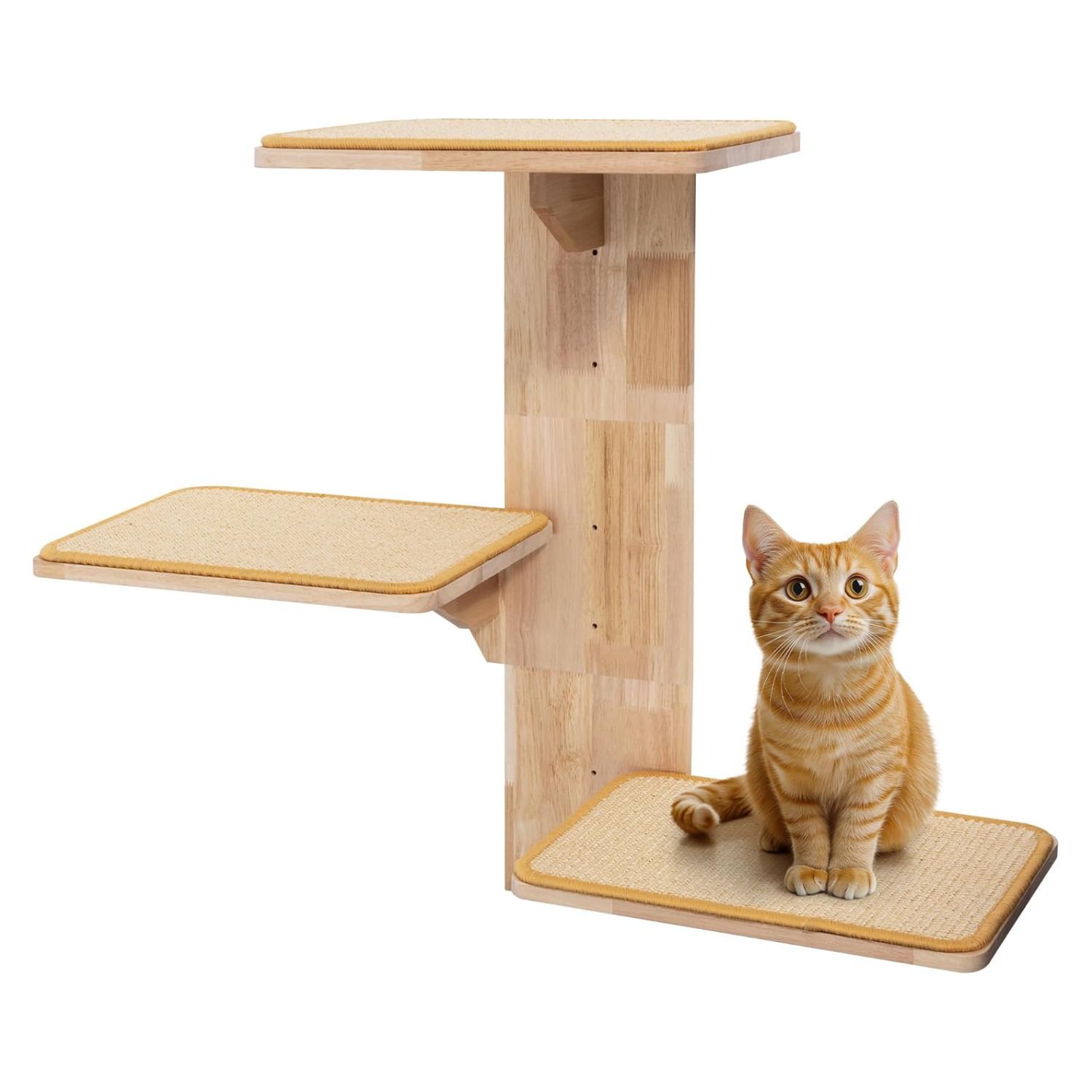 Wall-Mounted Wooden Cat Tree Set