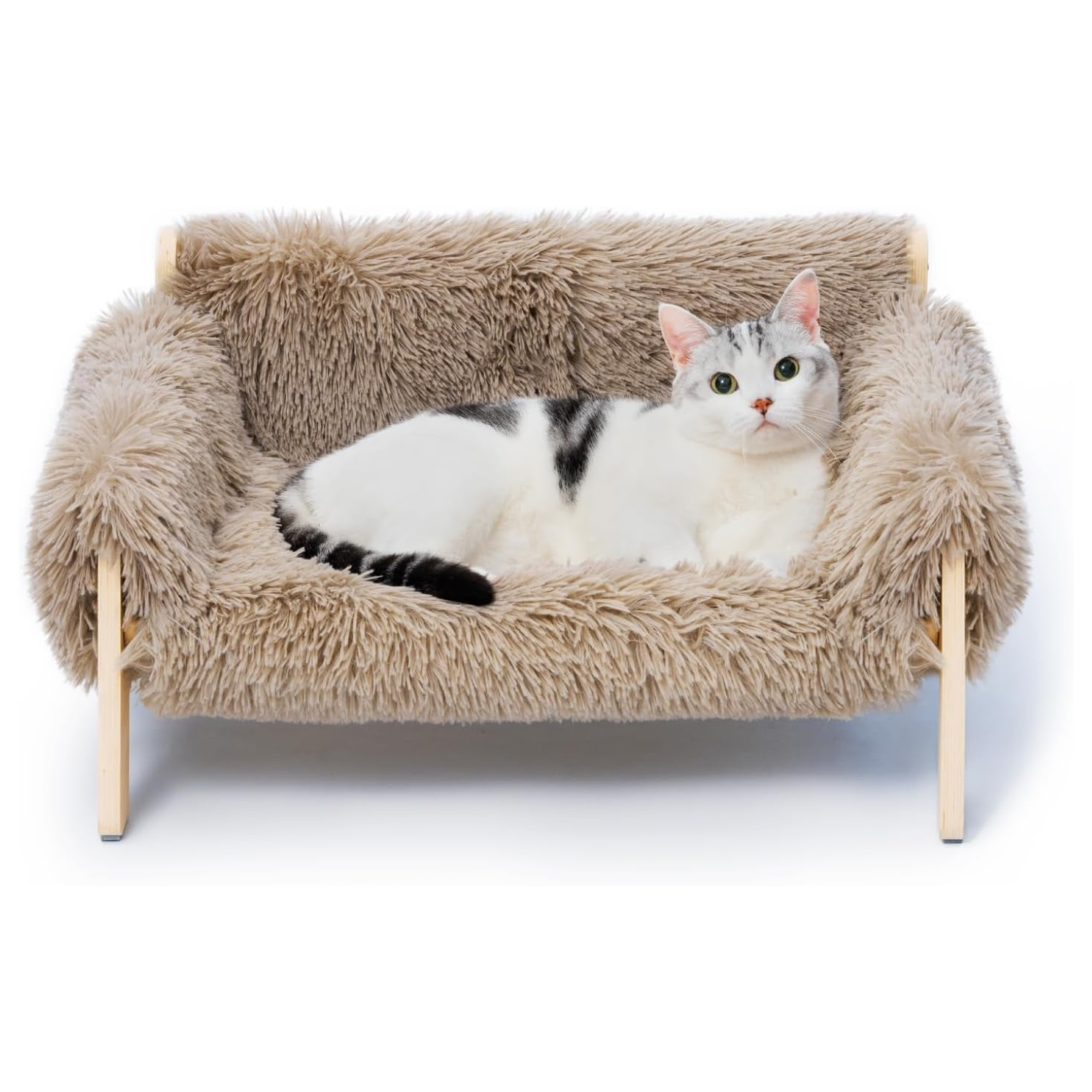 Wooden Cat Couch Bed with Mattress - Image 2